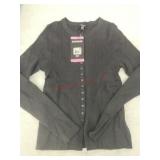 Gray Ribbed Knit Button-Down Cardigan, Size Small