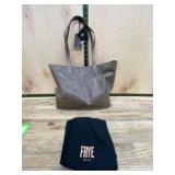 Khaki Leather Tote Bag with Dust Cover
