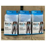 3 Clear Disposable Rain Ponchos