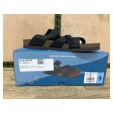 Women's Black Leather Sandals, Size 9