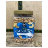 Plastic Container of Unsalted Whole Cashews
