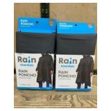 Two Black Rain Ponchos With Hoods