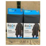 Two Black Rain Ponchos with Hoods