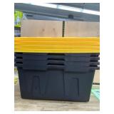 Black Storage Bins with Yellow Lids