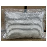 Rectangular White Pillow with Black Stripes