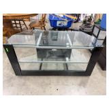 Glass and Metal TV Stand with Shelves