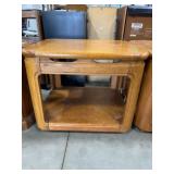 Wood Side Table with Open Shelf