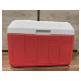Coleman Red and White Plastic Cooler