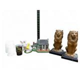 Eclectic Decor Lot With Statues and Glassware