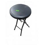 Black Folding Metal Stool With Padded Seat