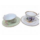 Floral Porcelain Teacups with Saucers