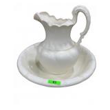 White Ceramic Pitcher and Basin Set