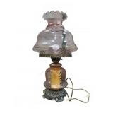 Pink Swirled Glass Table Lamp with Metal Base