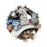 Decorative Birdhouse Wreath with Flowers