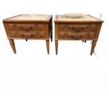 Wood and Stone Top End Tables