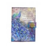 Peacock Themed Hardcover Journal with Gem Cl