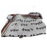 Woven Throw Blanket with Friendship Quote