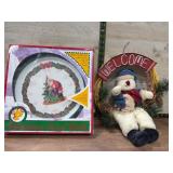 Christmas Carol Clock and Snowman Wreath