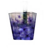 Square Purple Floral Glass Vase