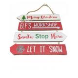 Hanging Wooden Christmas Sign Decor