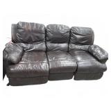 Brown Leather Three-Seat Reclining Sofa