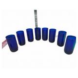 8 Blue Glass Tumblers