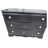 Black Wooden Three-Drawer Dresser