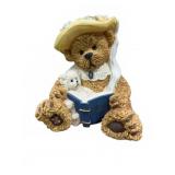 Bear Figurine Reading Bible with Child Bear