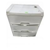Three-Drawer White Plastic Storage Unit