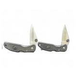 Pair Black Handle Stainless Pocket Knives