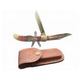 Case XX Silver Script Canoe Knife with Sheath