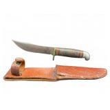 Western USA Fixed Blade Knife With Sheath