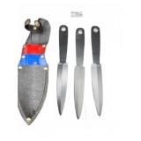 3 Black Throwing Knives with Sheath