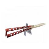 Stainless Steel Butterfly Knife Red Handle
