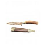 Fixed Blade Knife with Wood Handle and Sheath