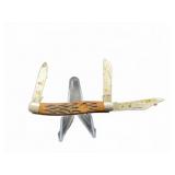 Three-Blade Pocket Knife with Jigged Handle