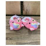 Pink Unicorn Cat Plush Slippers, Size 11/12