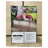Two Metal Flamingo Garden Statues
