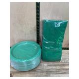 Green Disposable Plates and Napkins Set