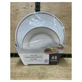 48 White Premium Plastic Plates