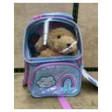 Holographic Kids Backpack with Plush Dog Toy
