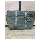 Quilted Green Shoulder Tote With Strap
