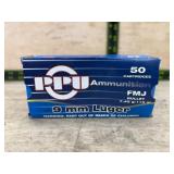 PPU 9mm Luger FMJ 115gr Ammo, 50 Rounds