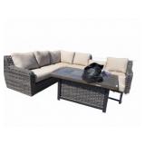 Outdoor Sectional Patio Set With Fire Pit Table