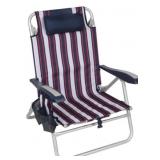 Folding Beach Chair With Blue Stripe Pattern