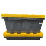 Two 40-Gallon Black and Yellow Storage Totes