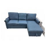 Blue 3-Seat Sectional Sofa With Chaise Storage