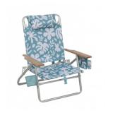 Beach Chair with Wooden Armrest Floral