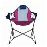 Folding Pink and Blue Camp Chair With Headrest