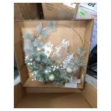 Pre-Lit 24-Inch Village Wreath With Ornaments